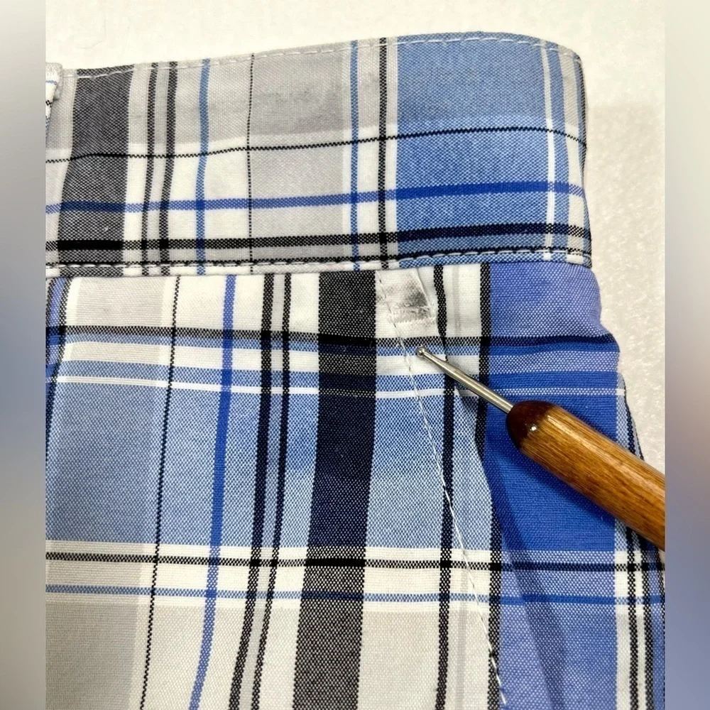 FOOTJOY Men’s Blue Black Plaid Golf Golfer‎ Golfing Preppy Shorts Size 34 Waist